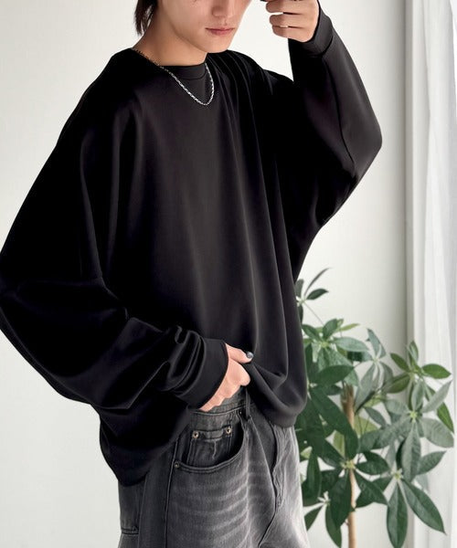 【Classical Origin】「大人シンプル。」ドルマンスリーブダンボール素材ビックTEE（長袖）／Dolman Cardboard Big Tee ao1260455