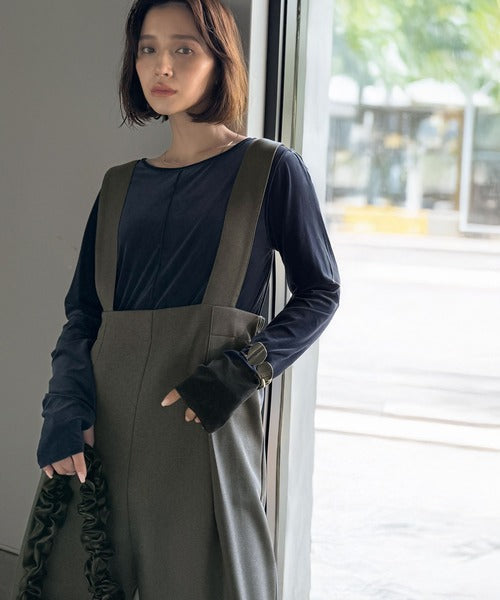 楽にシルエット美人。ワンタックワイドシルエットサロペットパンツ ce1265022