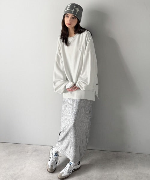 【Classical Origin】「やっぱりビッグシルエット！」スウェードポンチ素材ビックシルエットトレーナー（長袖）/Suede material big silhouette sweatshirt co1010030