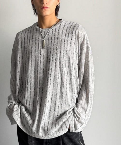 【Classical Origin】「シンプルに魅せる。」グランジモードリラックスシアープルオーバー（長袖）/Grunge Mode Relaxed Pullover co1010027