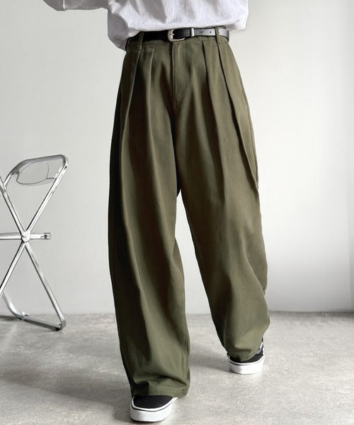 【Classical Origin】「オールシーズン大活躍。」 綿100％インツータック仕様ワイドバルーンパンツ／Inverted Two-Tuck Wide Balloon Pants co0780006