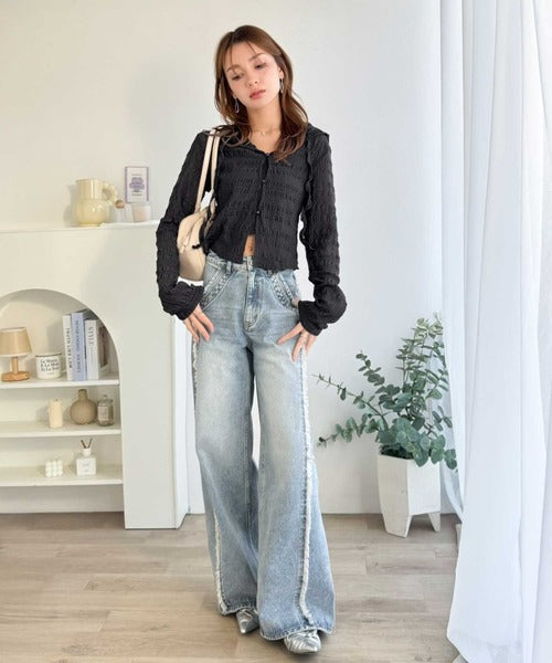 【mily bilet】カジュアルと清楚のドッキング。大人可愛い軽やかな一枚♪フード付き カーディガン風シアートップス mi1359046