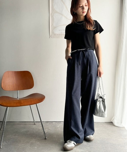 さりげなく輝くラメが主役。ラメ入りショート丈Tシャツ（半袖） ce1110124