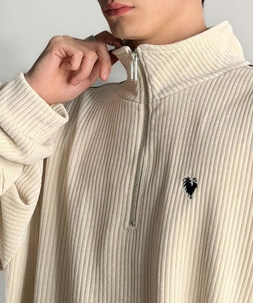 【Classical Origin】「素材推し。」コーデュロイ素材Wラインハーフジップトレーナー／Corduroy DoubleLine Half-Zip Trainer co1010026