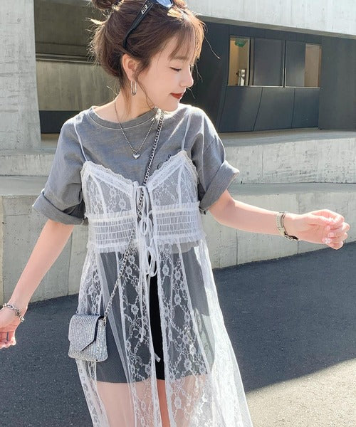 【mily bilet】トレンド満載大人ガーリー。レース使いシアーキャミワンピース mi1139072
