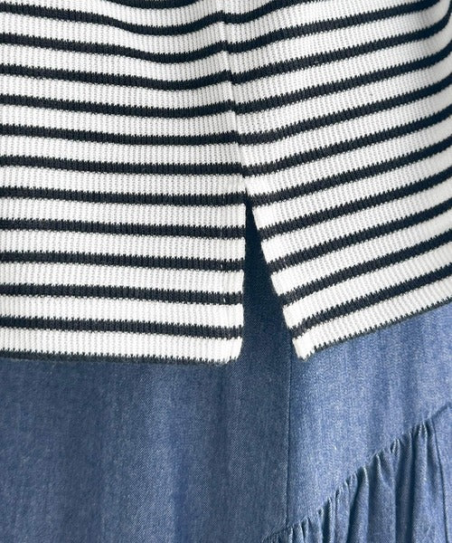 ボーダーブーム再来。ゆるっとサイドスリット長袖ボーダーロンTee ce1020150
