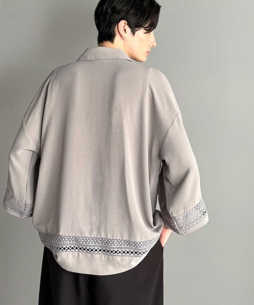 レースが語る、大人の余裕。レース切り替えオープンカラーシャツ / Lace Panel Open Collar Shirt co1010011