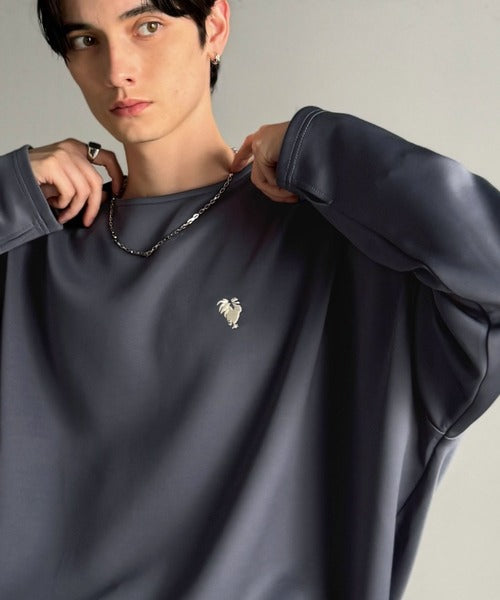 【Classical Origin】「洗練モードな一枚」。Double-Knit Fabric Thumb Hole Dolman T-Shirt／ダンボール素材サムホール付きドルマンTシャツ（長袖） co1010031