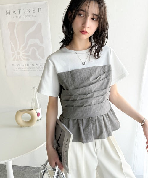 簡単おしゃれが叶う。Tシャツ×ビスチェドッキング半袖トップス ce1260345