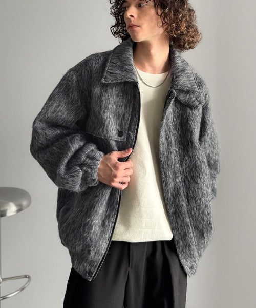 シャギーファー素材2way襟デザインブルゾン／Shaggy Fur 2-Way Collar Design Blouson co1150082