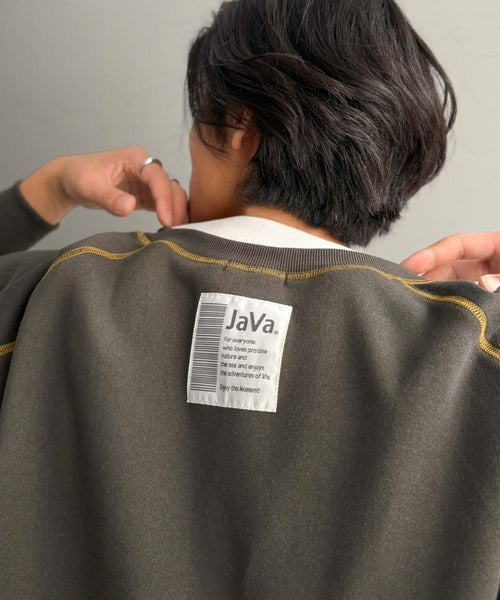 《JaVaジャバコラボ》シンプルじゃ物足りない。配色ステッチで差をつける。配色ステッチガゼット裏起毛スウェット（オーバーサイズ） jm1050391