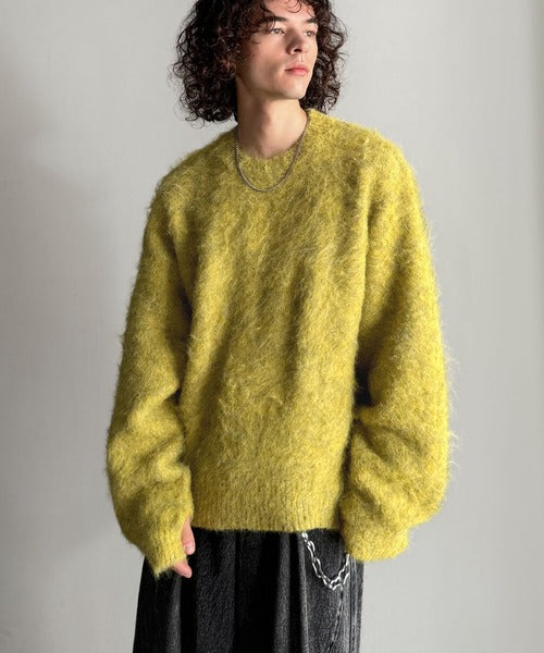 【Classical Origin】「深みのある1着。」ミックスシャギー素材クルーネックセーター／Mixed Shaggy Crew Neck Sweater co0780010