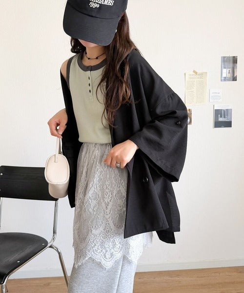 朝の救世主！いつものコーデに、ワンポイントの魔法♪ 重ねるだけで繊細レースが華やぐ レースレイヤードスカート ce1020397