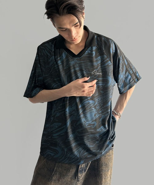 《JaVaジャバコラボ》ラインストーン使い総柄ゲーム半袖Tシャツ jo1150023