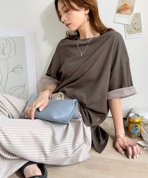 《JaVaジャバコラボ》ゆるシルエットに、ひとさじのアクセント。オーバーサイズ配色BIGTEE jv1110190