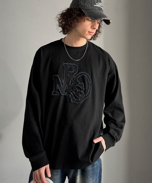 【Classical Origin】「一軍確定。」フリンジパッチワーク使いリラックスTシャツ／Fringe and Patchwork Relaxed T-Shirt co1320004