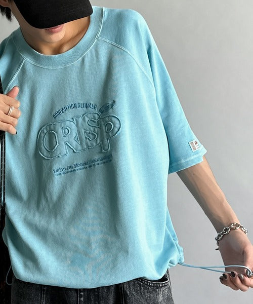 《JaVa ジャバコラボ》裾はドロストでお好みのシルエットに。ヴィンテージライクな半袖ロゴスウェット jm1029126