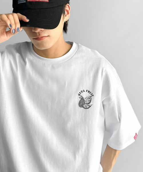《JaVaジャバコラボ》周りと差がつくアート感。綿100％ タイ☆トロピカルフルーツ柄☆ビッグTシャツ jv1029128