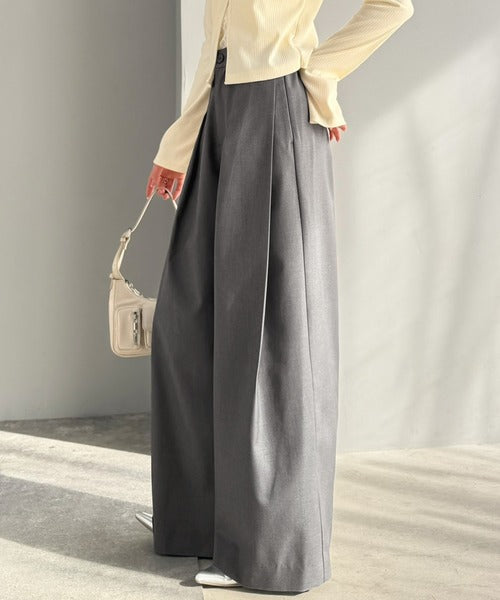 【mily bilet】きちんと見えと快適さを両立♪ 2タックワイドシルエットスラックス mi0789012