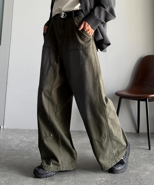 【Classical Origin】「無骨さを纏う。」綿100％ダック素材ダブルニーデザインパンツ／Duck Fabric Double Knee Detail Pants co1150058