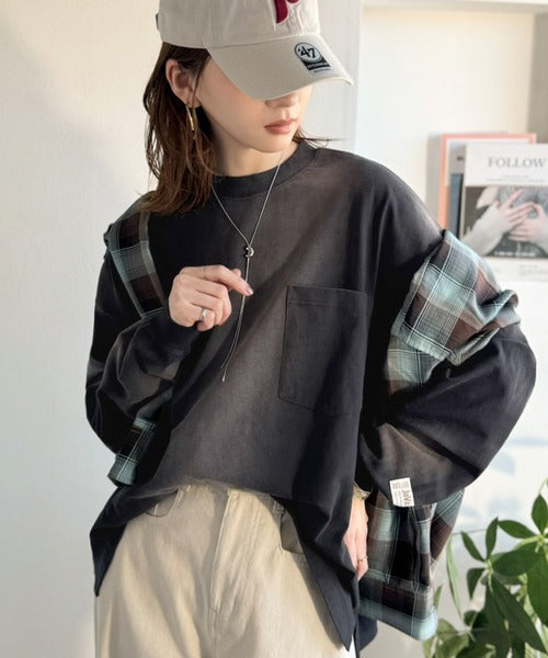 《JaVaジャバコラボ》垢抜け！大人のストリートstyleを作る。綿100％スプレーダイオーバーサイズTシャツ（長袖） jm1020358
