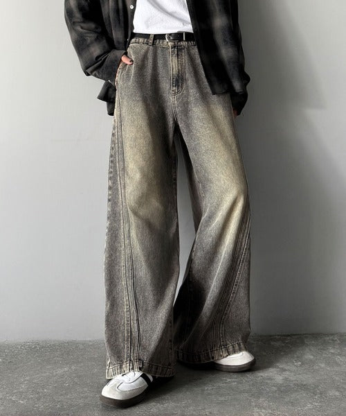 【Classical Origin】「二度見される。」サイドダブルカーブラインデニムパンツ／Side Double Curve Line Denim Pants co0900002