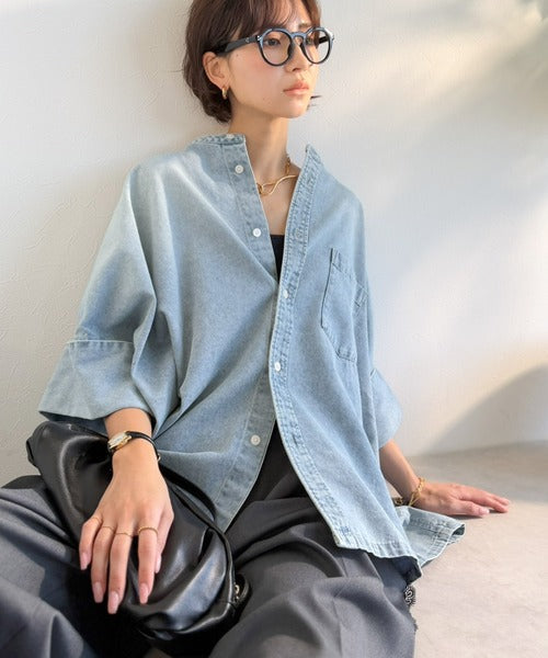 【Classical Evon】一枚でこなれ見え、品よく羽織れる。大人のライトデニムシャツ ev1070202