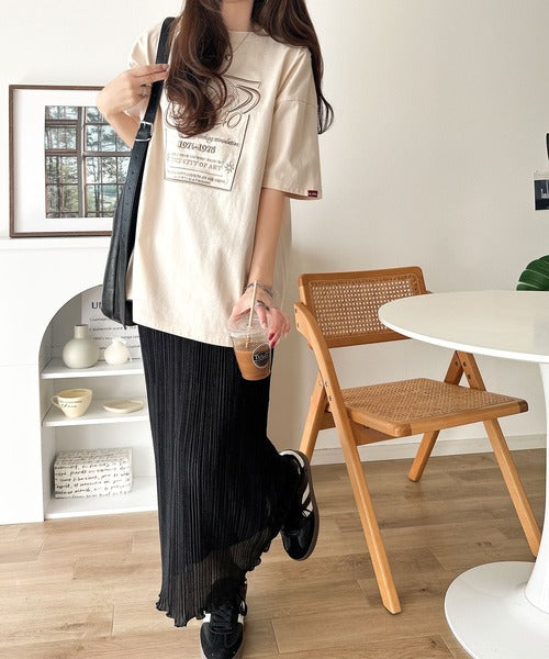 《JaVaジャバコラボ》シンプル派にも推したい！綿100％グラフィック刺繍Tシャツ（半袖） jv1050356