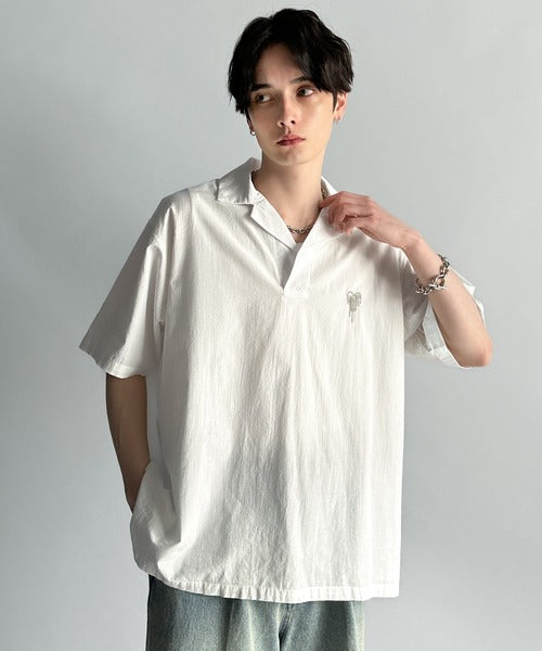 Cotton100%  Ripstop Open Collar Pullover Shirt／コットン100％リップストップ素材オープンカラープルオーバーシャツ co1150012