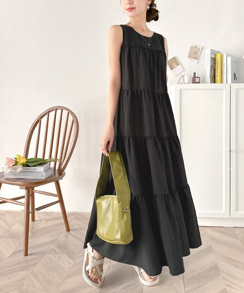 洗練された大人フェミニン。 前後2WAY4段ティアードワンピース（ロング丈） ce1260340