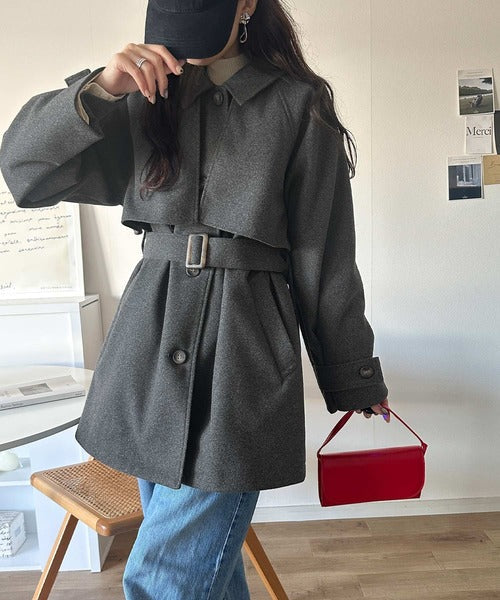 かわいさも、大人っぽさも叶える。着こなし自在の2way仕様が嬉しい♪ミドル丈アレンジコート ce1240094