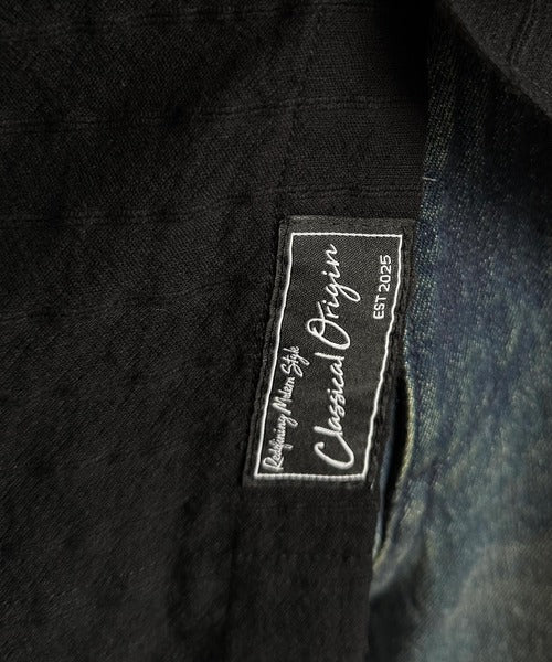 【Classical Origin】「凹凸感の存在感。」綿100％胸元刺繍入りドビー織シャツ（長袖）／Dobby Weave  Embroidered Shirt co1320003