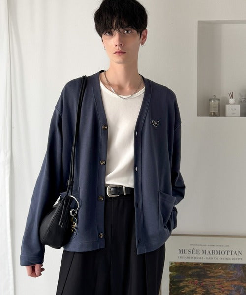 【Classical Origin】「シンプルって奥深い。」刺繍入りスウェットカーディガン（長袖）／Embroidered Design Sweat Cardigan co1150064