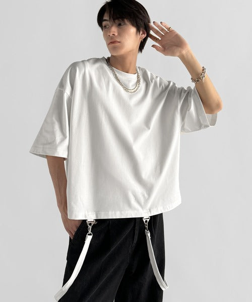 Belt Design Transformable Cropped T-Shirt／脱着式ベルトデザインショート丈Tシャツ co1150015