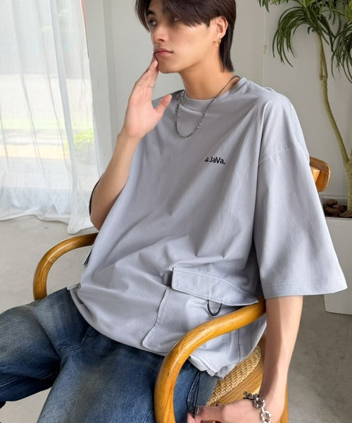 《JaVaジャバコラボ》【接触冷感・吸水速乾機能付き】便利なBIGポケット＆裾ドローコード付き！高機能マイクロメッシュTシャツ jo1150091