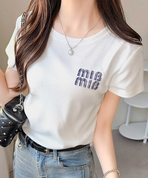 【mily bilet】スタイルよく、着心地いい。絶対使えるシンプルT♪ワッペンコンパクトTシャツ（半袖） mi1329084