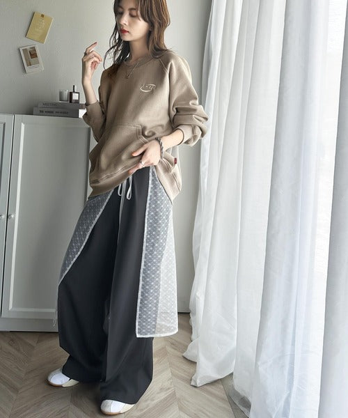 《Javaジャバコラボ》一枚でサマになる。ワンポイント胸元刺繍裏起毛ラグランスウェット jv1260198