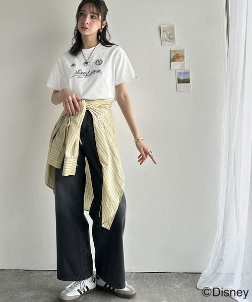 大人女子必見！　綿100％「ディズニー」サイン風刺繍Tシャツ（半袖） ce1330037