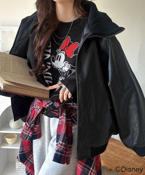 数量限定！存在感たっぷり、大人可愛い♪「ディズニー」「ミニー」ジャガードビッグシルエットニット ce1330065
