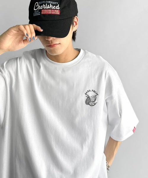 《JaVaジャバコラボ》周りと差がつくアート感。綿100％ タイ☆トロピカルフルーツ柄☆ビッグTシャツ jm1029128