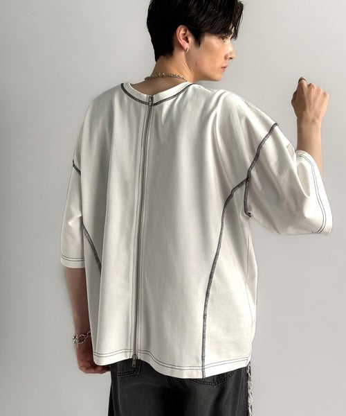 【Classical Origin】「1枚でも羽織でも。」インサイドアウト仕様2wayダブルジップTシャツ／Inside-Out Oversized Double-Zip 2way T-Shirt co1150018