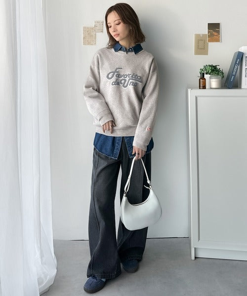 《JaVaジャバコラボ》後ろタックで作る旬シルエット♪サガラ刺繍風ロゴコクーンニット jv1050313