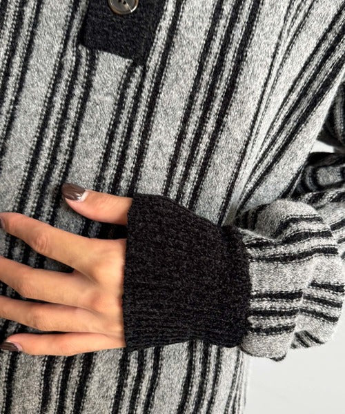 【Classical origin】ヘンリーストライプニット／Henley Striped Knit ao1020315