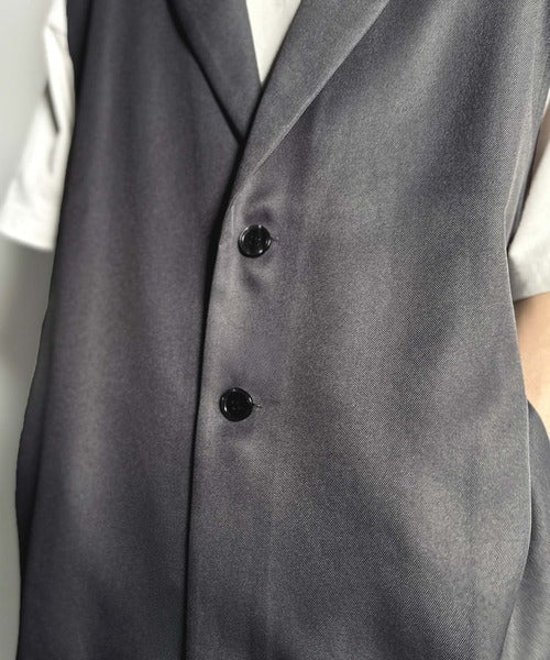「日常をアップデート。」ピークドラペル仕様エレガントセミロングベスト／Peak Lapel Elegant Semi-Long Vest co1010009
