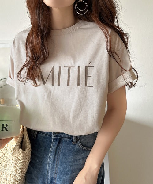 ワンランク上の大人シンプルベーシック。シルケット加工フロッキープリントTシャツ（半袖） ce1020202
