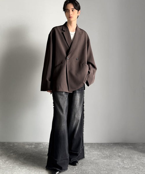 【Classical Origin】「大人の風格。」ダブルテーラードオーバーサイズジャケット/Double-breasted tailored oversized jacket ao1070184
