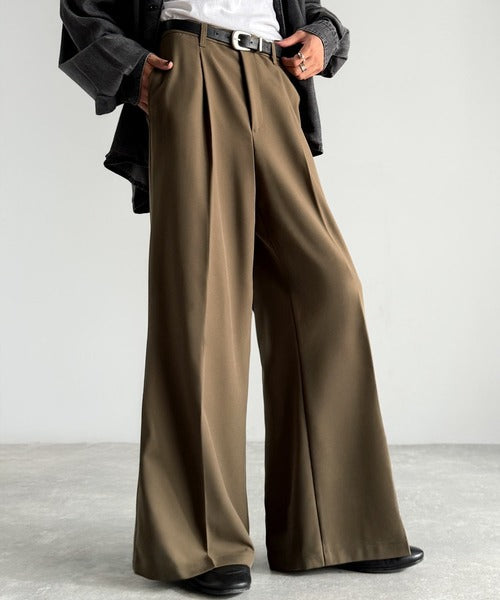【Classical Origin】「美しい落ち感。」 ワンタックセンタープレスフレアスラックス／One-tuck center-pressed flared slacks co1150042