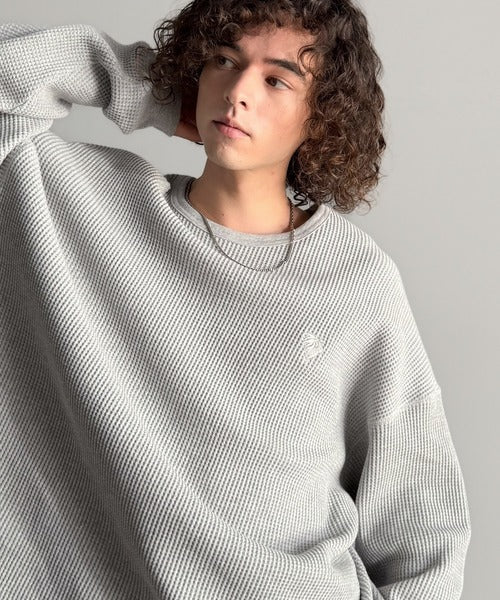 【Classical Origin】「ヘビーウェイト一択。」綿100％ワッフルクルーネックビッグTシャツ／Cotton 100% Waffle Crew Neck Big T-Shirt co0780014
