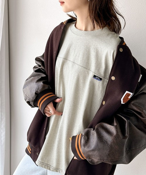 《Javaジャバコラボ》胸元javaネーム綿100%長袖フットボールTシャツ jm1050131