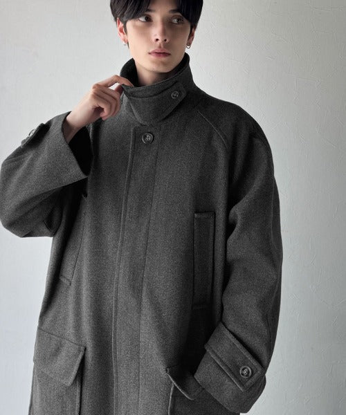 【Classical Origin】「上品さ、極まる」。ロング丈比翼2way衿ステンカラーコート／Long-length concealed 2way bal collar coat ao1265006